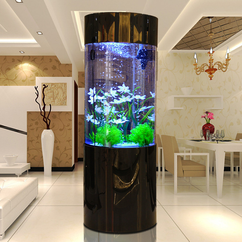 斯博佳 客厅圆柱鱼缸亚克力中型生态圆柱形鱼缸圆形上过滤水族箱