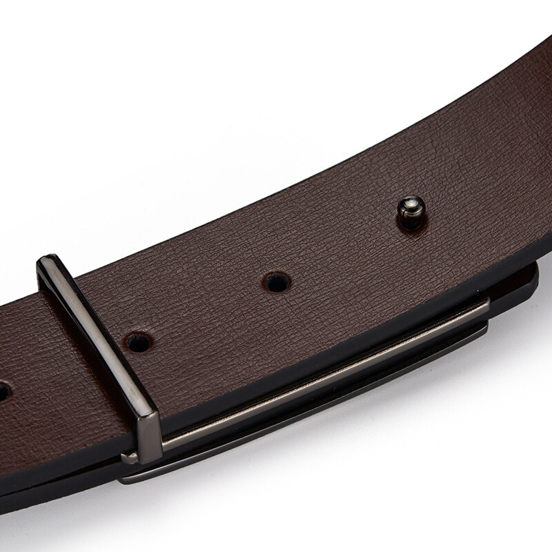 花花公子男士皮带真皮商务平滑扣腰带韩版休闲青年百搭板扣裤带潮