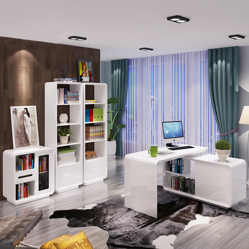 享轩 简约现代钢琴烤漆工艺书桌书架组合边柜书房家具套装 其他