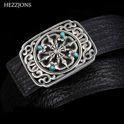 赫泽琼斯HEZZJONES纯银皮带进口鲨鱼皮腰带绅士商务休闲裤腰带中年皮带奢侈品礼盒腰带进口鲨鱼皮+纯银扣105进口鲨鱼皮+纯银扣