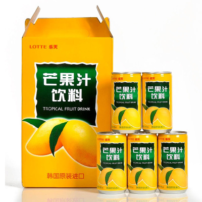 乐天(LOTTE) 芒果汁180mlx15罐 整盒韩国进口水果汁饮料礼盒