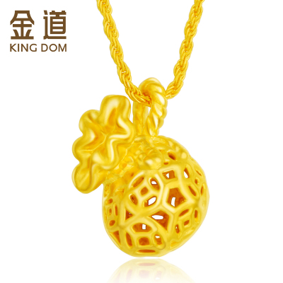金道黄金 3D硬金吊坠福袋钱袋女款足金吊坠项链招财纳福