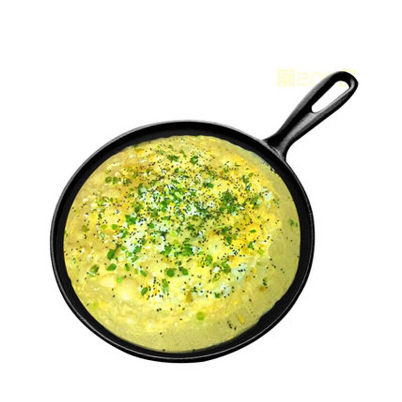 可丽饼班戟皮鏊子 铸铁煎牛肉平锅 家用平底煎饼锅蒸锅 黑色全套赠品