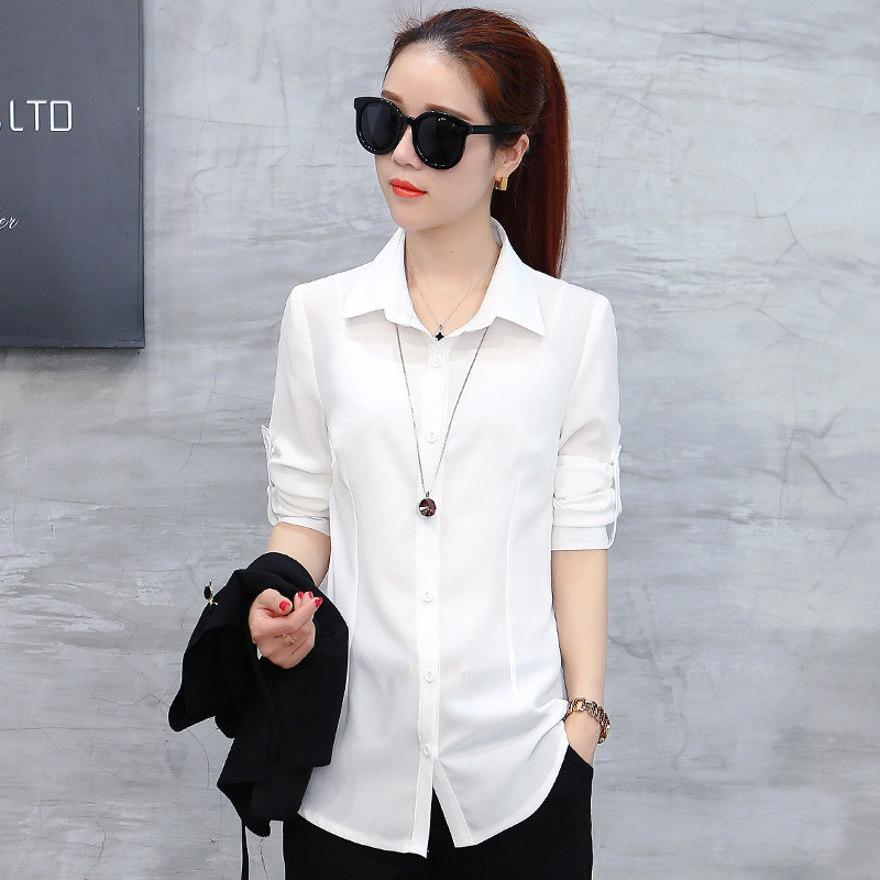 衬衫女长袖2017春装新款修身显瘦春秋时尚两件套上衣春季韩版衬衣