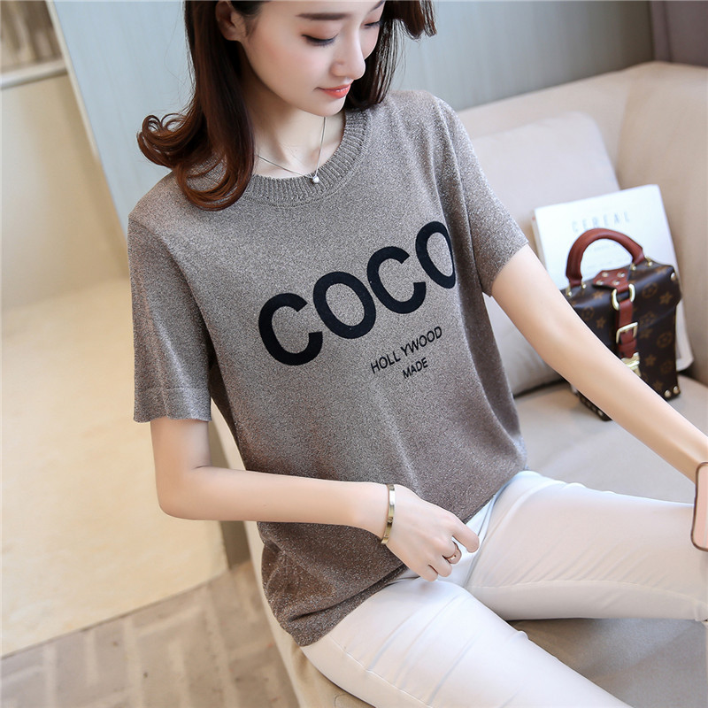 衫女套头宽松短款薄款中袖上衣v领t恤女 珊诗丽女士针织/毛衣【价格