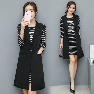 薇侣2017实拍马甲女中长款新款无袖背心开衫外套韩版百搭休闲马夹