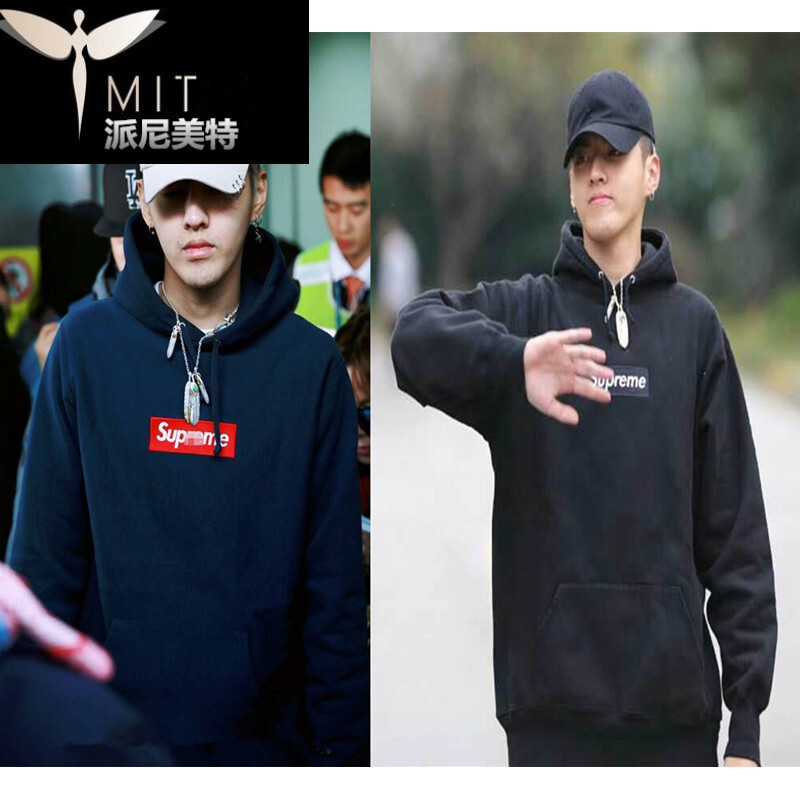 吴亦凡衣服套头宽松加绒男女韩版情侣款连帽卫衣