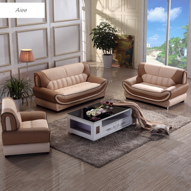 aiee经典真皮沙发中式现代客厅123组合大小户型整装家具头层牛皮沙发