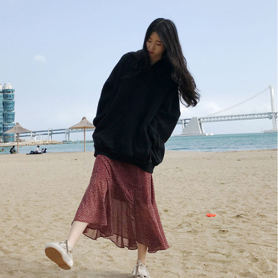 珂依舍2017秋装新款宽松连帽加绒卫衣