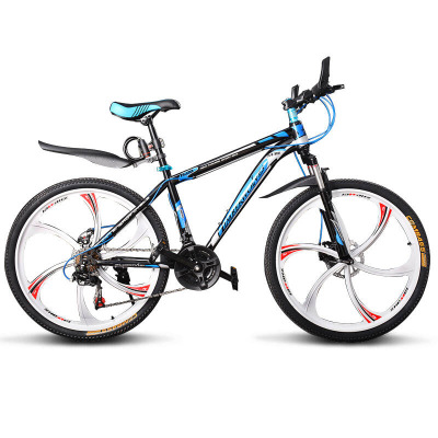 山地自行车21速26寸双碟刹变速三刀一体轮山地车男女学生公路单车减震前叉自行车