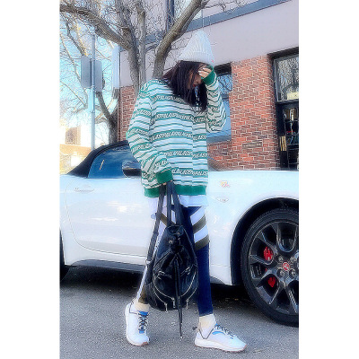 韩版圆领秋印花宽松ulzzang长袖套头衫卫衣