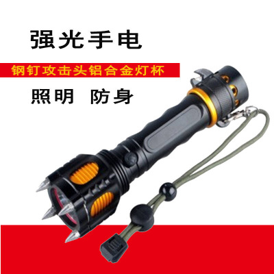 防身武器强光手电筒led远射女子器材户外充电防狼手电用品手电+18650电池+直充