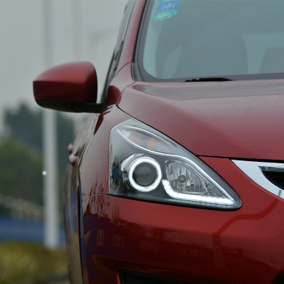 新骐达大灯总成改装天使眼LED日行灯双光透镜透镜氙气灯新骐达氙气灯大灯总成七天无理由退货 品质保证