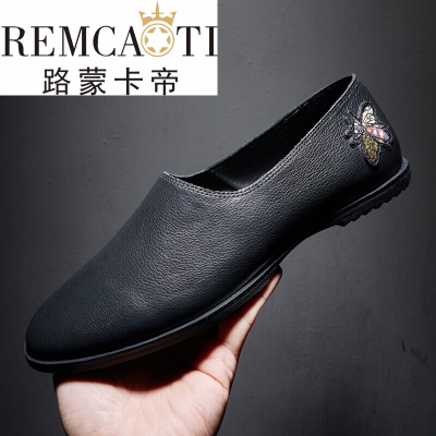 品牌2018春季新款套脚乐福男鞋欧洲站百搭低帮鞋男休闲懒人驾车鞋Q