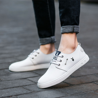 花花公子男鞋春季新款男士休闲皮鞋男真皮韩版板鞋男青年潮鞋子男