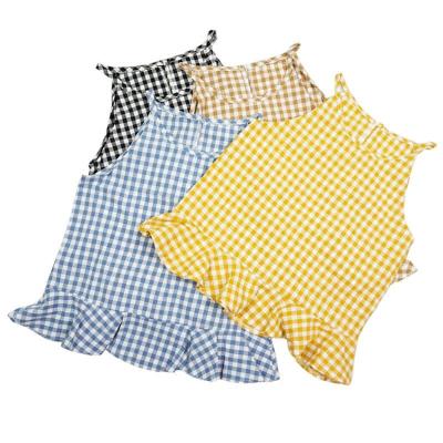 902新款金蘑菇菇是我爱的小清新～格子荷叶边挂脖吊带背心上衣T闭眼入定制