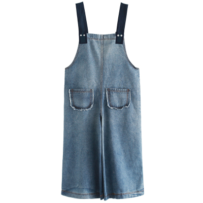 902新款小雅家学生牛仔背带裤女夏季2017新款韩版宽松高腰九分阔腿连体裤定制