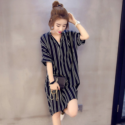 902新款特大码女装夏装连衣裙胖mm短袖T恤衬衫加肥加大中长款上衣服200斤定制