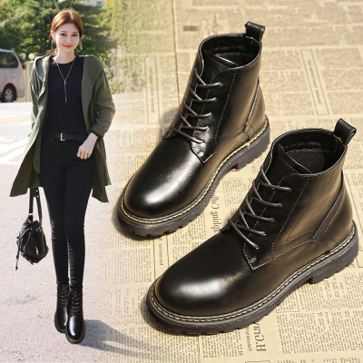 902新款马丁靴女短靴2017秋冬季新款学生英伦风粗跟厚底加绒复古机车靴子定制
