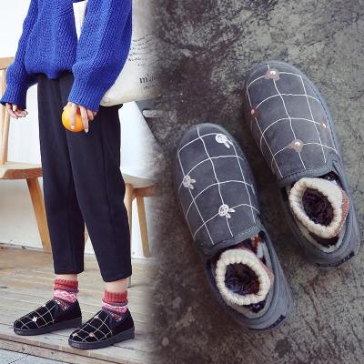 902新款日系低帮原创雪地靴原宿可爱面包鞋冬韩版学生懒人短靴加绒棉鞋女定制
