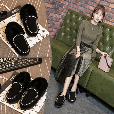 902新款天天特价-雪地靴女冬短筒韩版百搭学生皮毛一体包子鞋小黑鞋定制