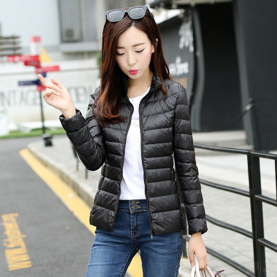 顺崇2017新款冬装韩版立领轻薄羽绒服女短款大码修身轻便外套6601