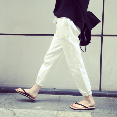 顺崇2018夏显瘦九分裤运动裤女长裤收口哈伦裤薄款夏季宽松休闲