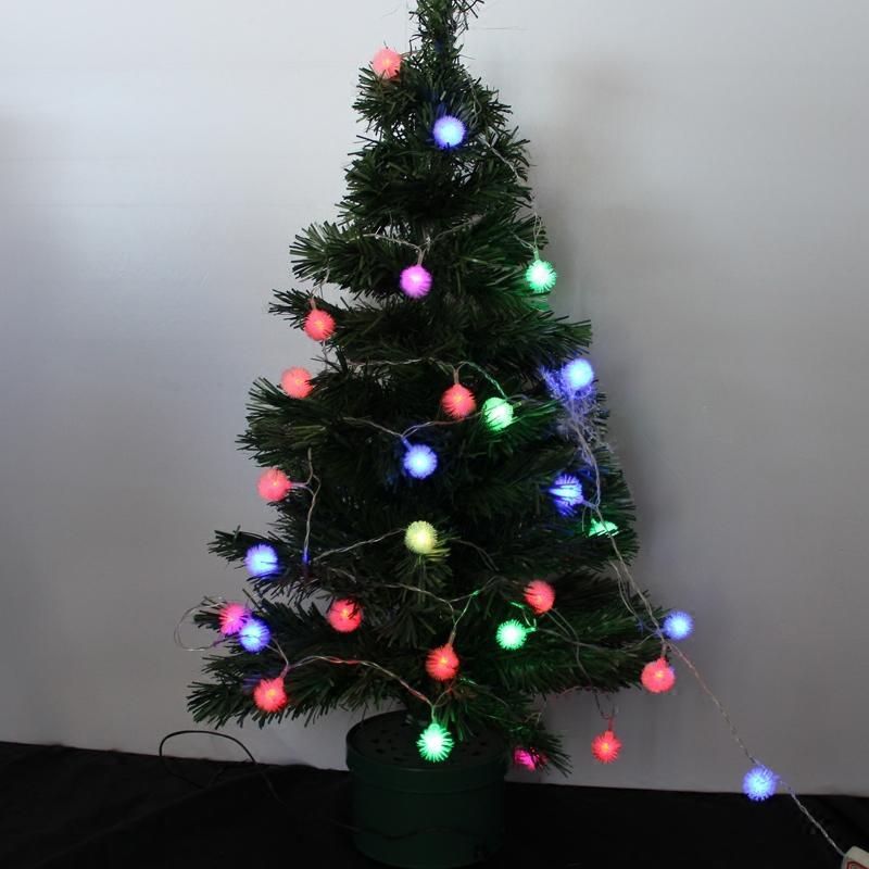 特价圣诞树彩灯圣诞节装饰品圣诞led毛毛球彩灯6米带尾插