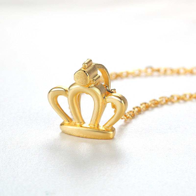 金一黄金吊坠足金项链皇冠时尚女款锁骨链 含项链