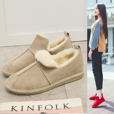 qma新款棉鞋女冬加绒保暖2017秋季韩版雪地靴女短筒靴平底短靴二棉鞋加厚定制