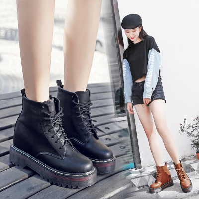 qma新款马丁靴女英伦风学生韩版百搭短靴女鞋内增高厚底复古冬季2017新款定制