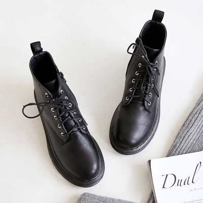 qma新款马丁靴女英伦风学生韩版百搭机车靴黑色复古2017新款秋冬短靴子潮定制