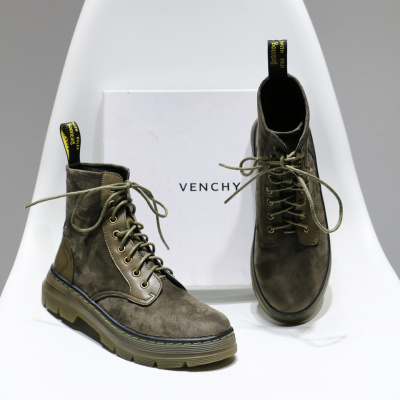 qma新款欧美磨砂系带秋冬平底马丁短靴平跟复古英伦风裸靴切尔西靴女鞋定制