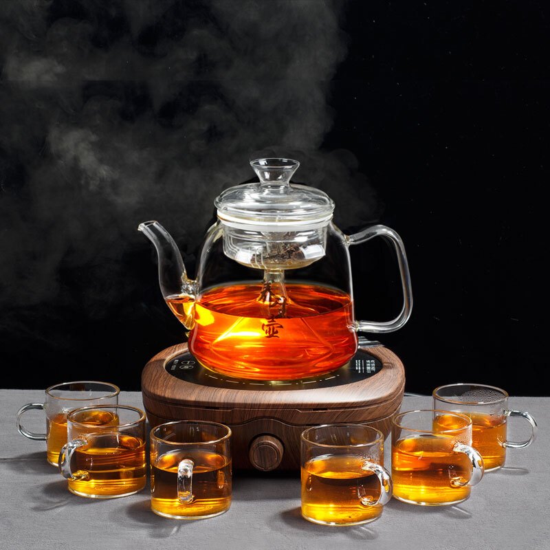 全玻璃蒸茶壶电陶炉加热煮黑茶蒸汽泡普洱茶养生茶具煮茶器耐高温c