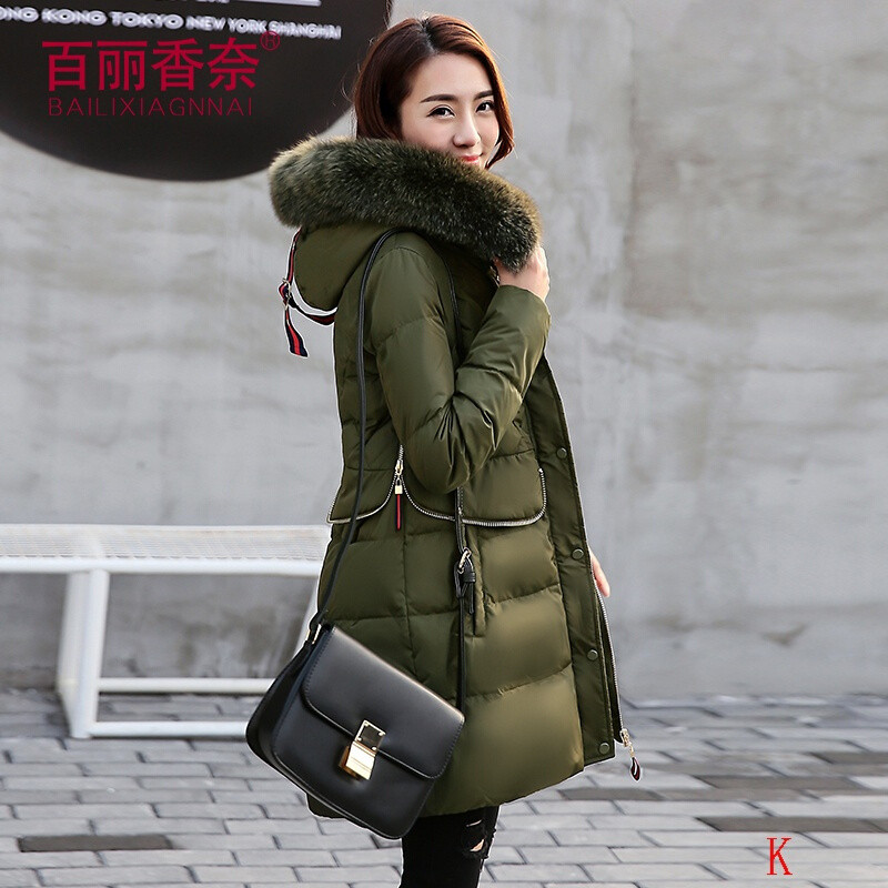 百丽香奈(bailixiangnai) 中款羽绒服女新款韩版修身a字版显瘦斗篷款