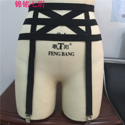 锦铭七玥时尚镂空黑色弹力线束带 性感情趣大腿环绑带吊袜带欧美女