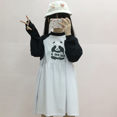 秋装女装韩版可爱中长款宽松长袖卫衣少女连衣裙学生裙子ulzzang