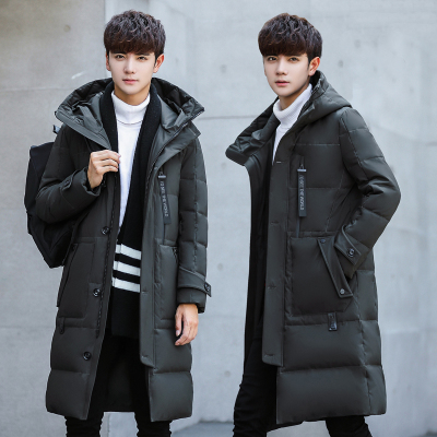 男士加厚中长款青年羽绒服时尚韩版青年学生冬季上衣白鸭绒潮外套