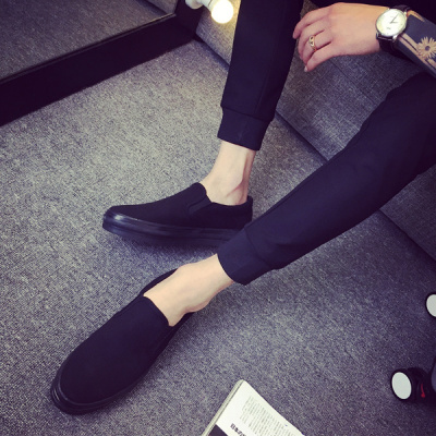 春季增高休闲单鞋男士帆布鞋韩版男鞋子懒人鞋厚底学生布鞋套脚鞋