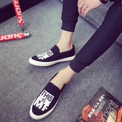 【清仓】春男鞋韩版帆布鞋潮鞋男士休闲鞋一脚蹬懒人鞋低帮男生鞋