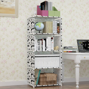 家时光 简易书架落地置物架学生儿童组合小书柜桌上收纳多功能组装创意柜子