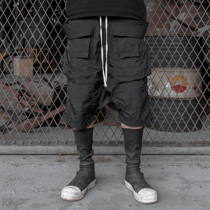 chrrota 暗黑潮牌吊裆裤男士高街短裤休闲嘻哈跨裤六分裤l5