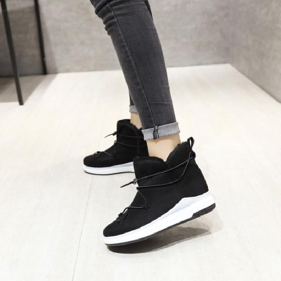 雪地靴运动短靴加绒短筒棉鞋内增高女靴子低跟短筒保暖学生靴子女