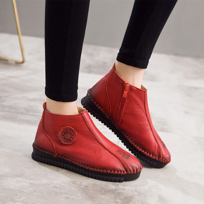 秋冬季新款平底大码女鞋41-43脚宽胖百搭短靴加大号女靴4042