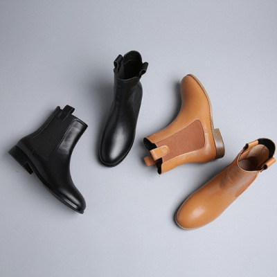 鞋匠定制切尔西短靴粗跟新款百搭复古马丁靴女英伦风高跟鞋春秋冬