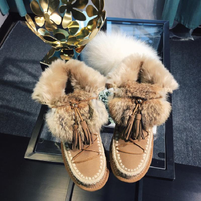 雪地靴女短筒冬新款厚底内增高韩版棉鞋保暖加绒皮毛一体短靴