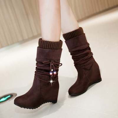 秋冬季新款短靴女靴子磨砂圆头学生马丁靴内增高中筒靴女鞋