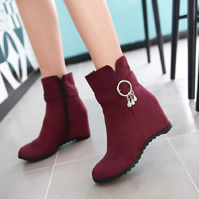 内增高女鞋短靴女春秋单靴磨砂绒面秋冬季靴子女高跟新款百搭
