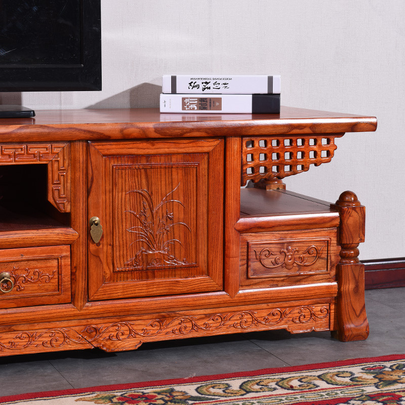 电视柜放映柜现代中式仿古实木家具榆木客厅 唐臻电视柜电视柜【价格