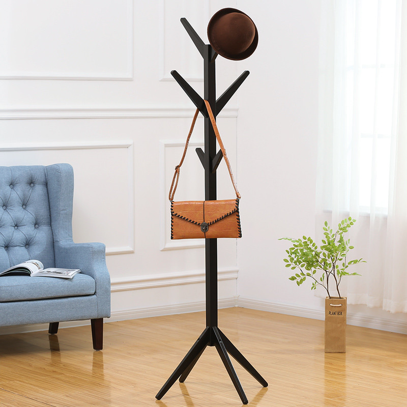 现代创意 实木衣帽架 简易挂衣架 落地家用卧室衣服架子 收纳架